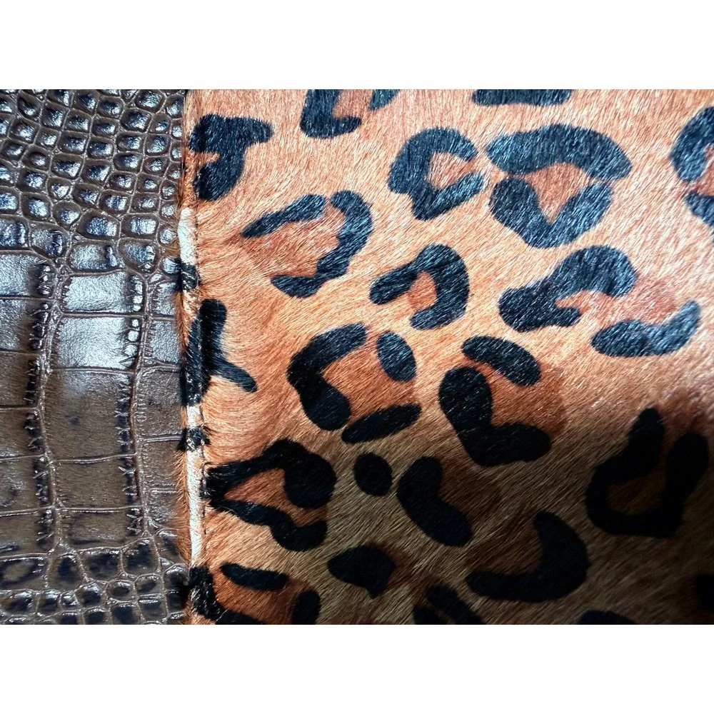 Cleo & Patek Paris Leopard Calf Hair Ostrich Leather Crossbody Bag Western Boho